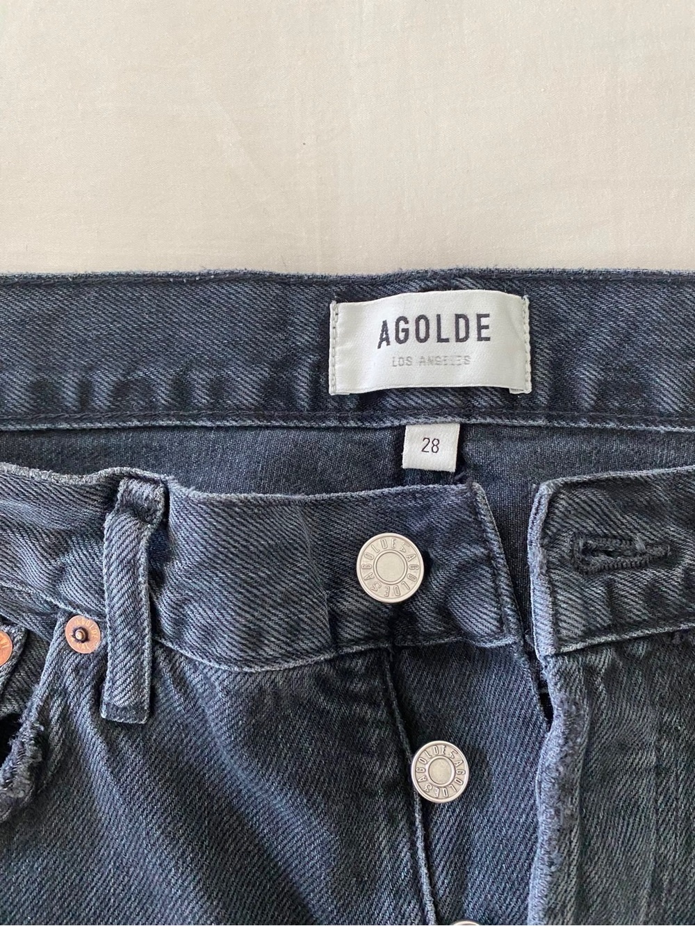 AGOLDE High-Rise Button-Fly Women's Jeans in Washed Black